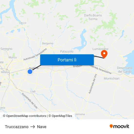 Truccazzano to Nave map