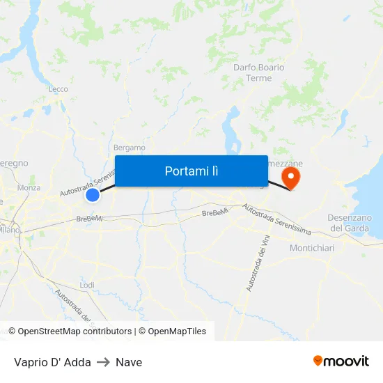Vaprio D' Adda to Nave map