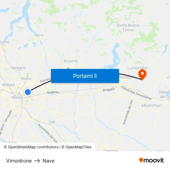 Vimodrone to Nave map