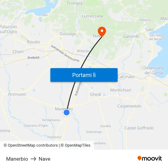 Manerbio to Nave map