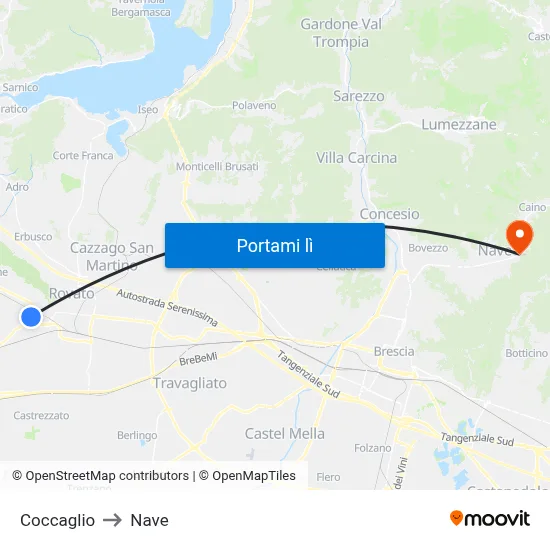 Coccaglio to Nave map