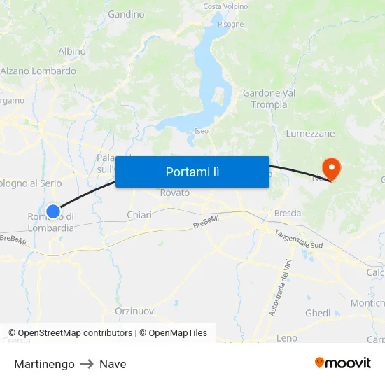 Martinengo to Nave map