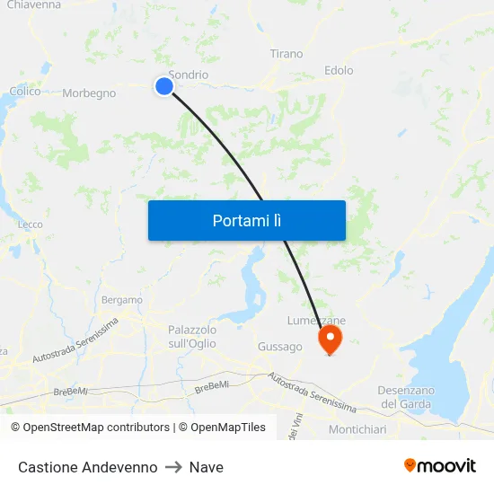 Castione Andevenno to Nave map