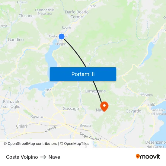 Costa Volpino to Nave map
