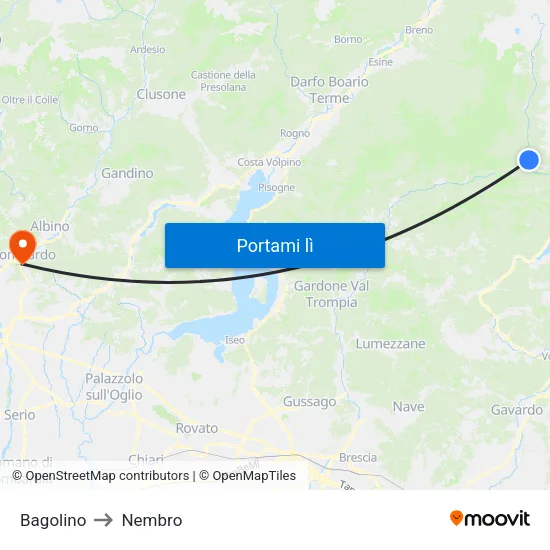 Bagolino to Nembro map