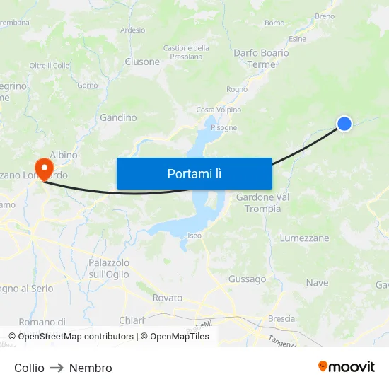 Collio to Nembro map