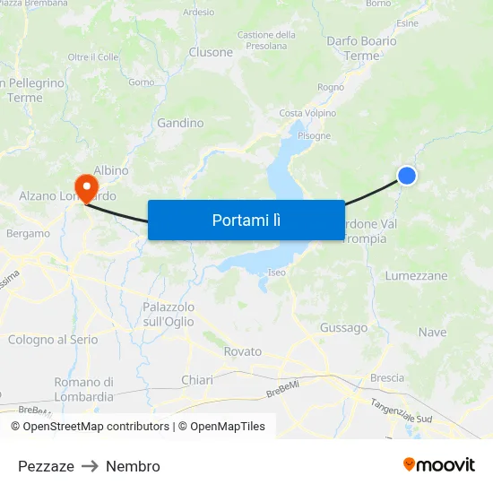 Pezzaze to Nembro map