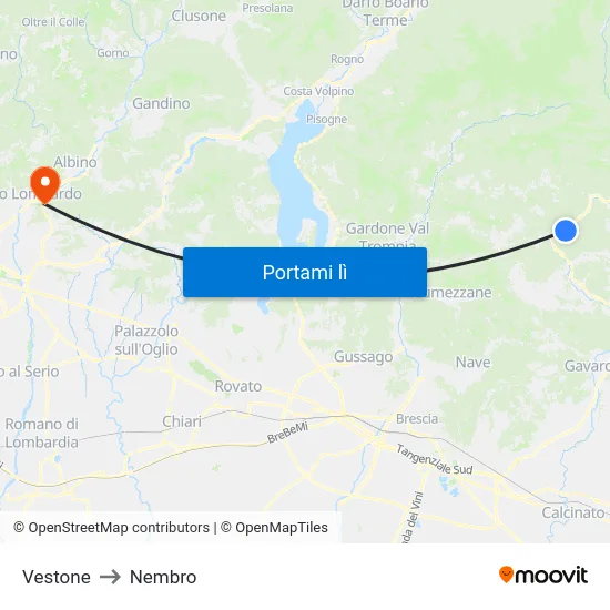 Vestone to Nembro map