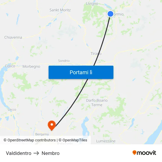 Valdidentro to Nembro map