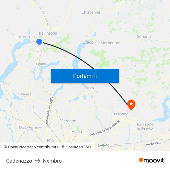 Cadenazzo to Nembro map