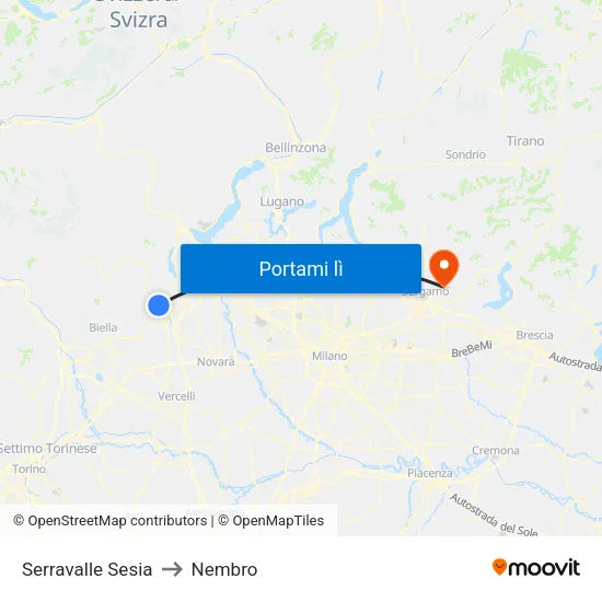 Serravalle Sesia to Nembro map