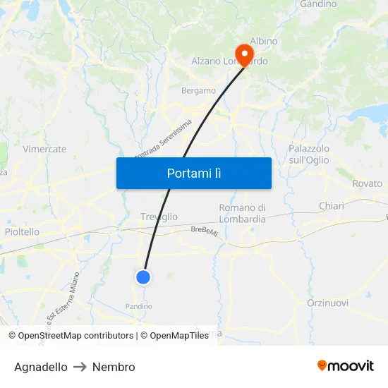 Agnadello to Nembro map