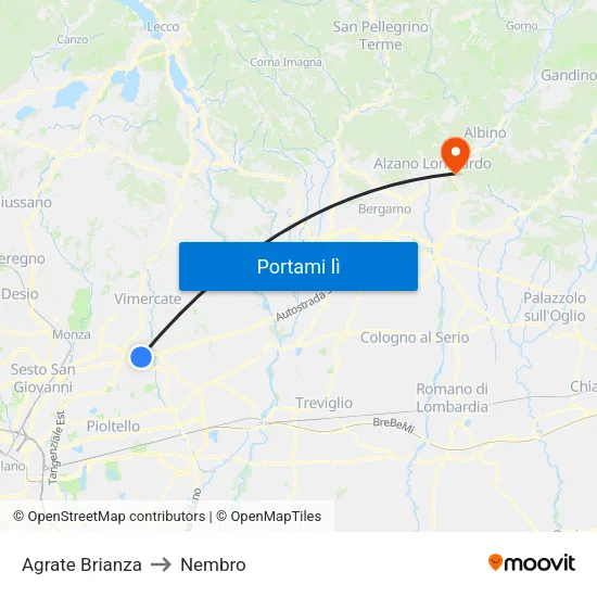 Agrate Brianza to Nembro map