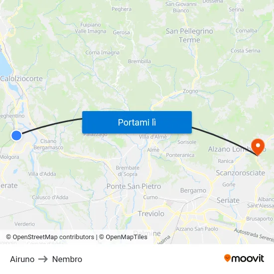Airuno to Nembro map