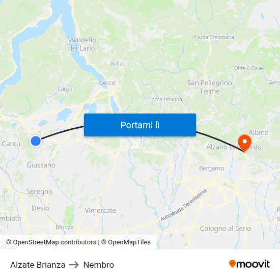 Alzate Brianza to Nembro map
