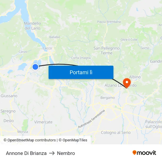 Annone Di Brianza to Nembro map