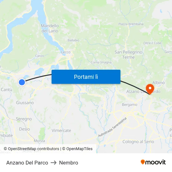 Anzano Del Parco to Nembro map
