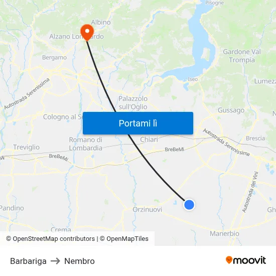 Barbariga to Nembro map