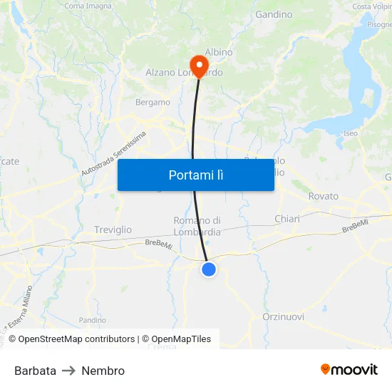 Barbata to Nembro map