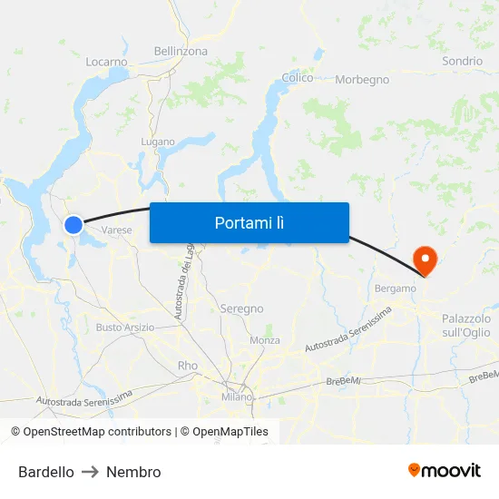 Bardello to Nembro map