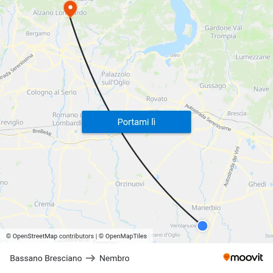 Bassano Bresciano to Nembro map