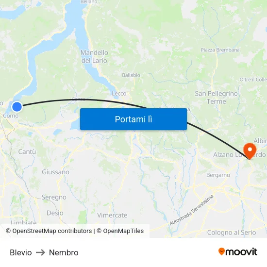 Blevio to Nembro map