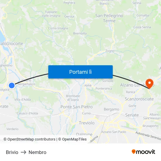 Brivio to Nembro map