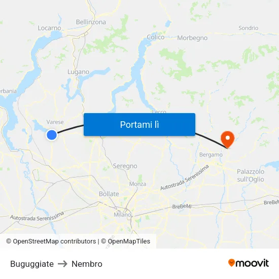 Buguggiate to Nembro map