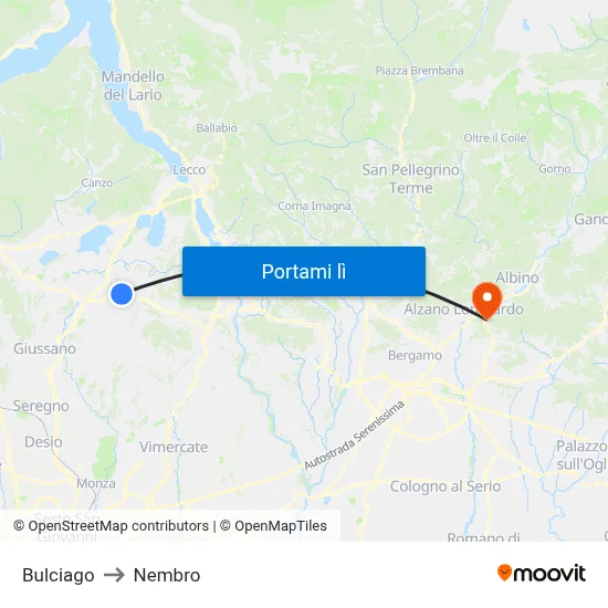 Bulciago to Nembro map