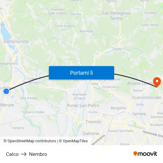 Calco to Nembro map