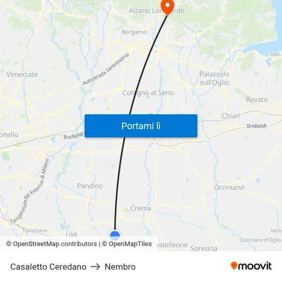 Casaletto Ceredano to Nembro map