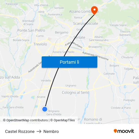Castel Rozzone to Nembro map