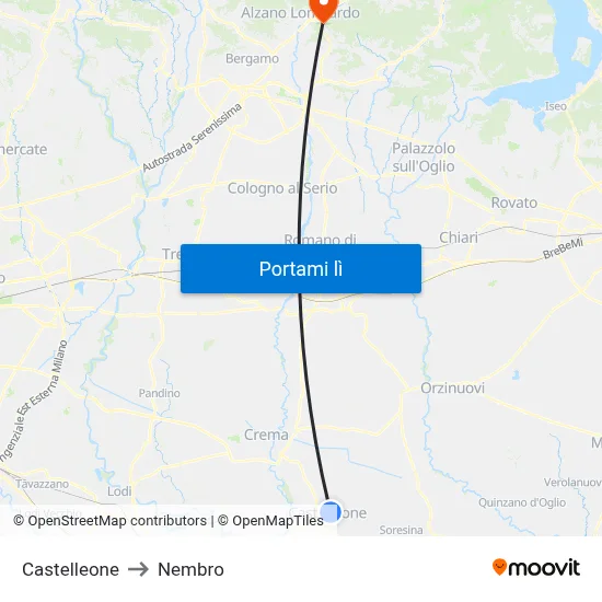 Castelleone to Nembro map