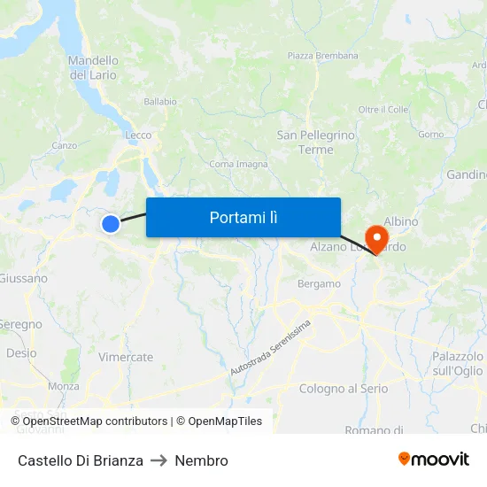 Castello Di Brianza to Nembro map