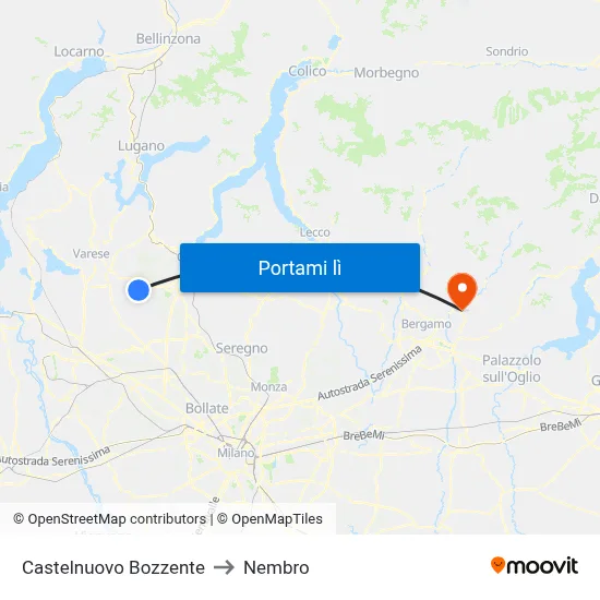 Castelnuovo Bozzente to Nembro map