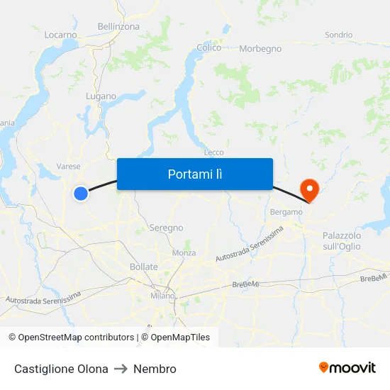 Castiglione Olona to Nembro map