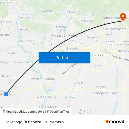 Cavenago Di Brianza to Nembro map