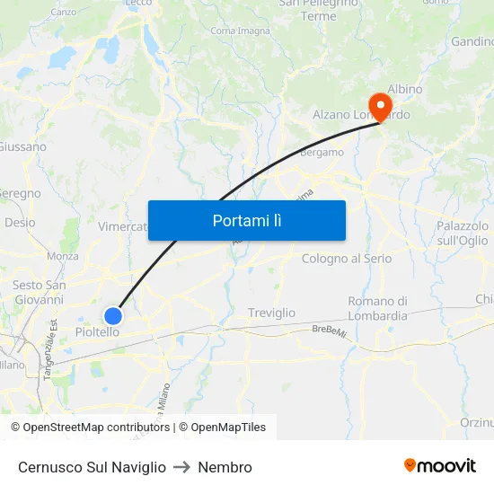 Cernusco Sul Naviglio to Nembro map
