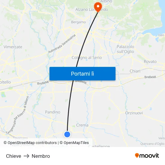Chieve to Nembro map
