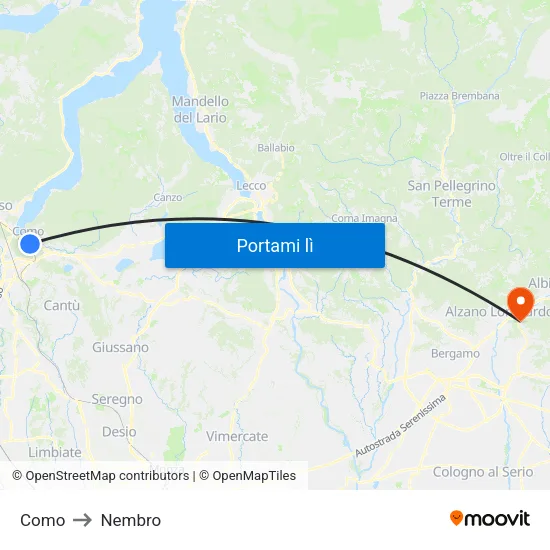 Como to Nembro map