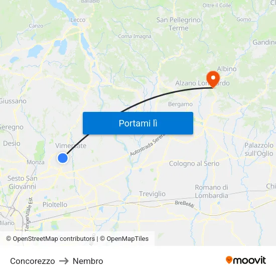 Concorezzo to Nembro map