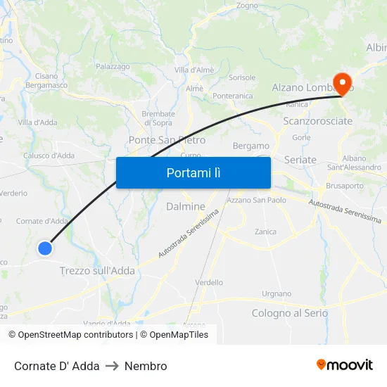 Cornate D' Adda to Nembro map