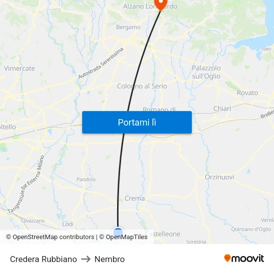 Credera Rubbiano to Nembro map