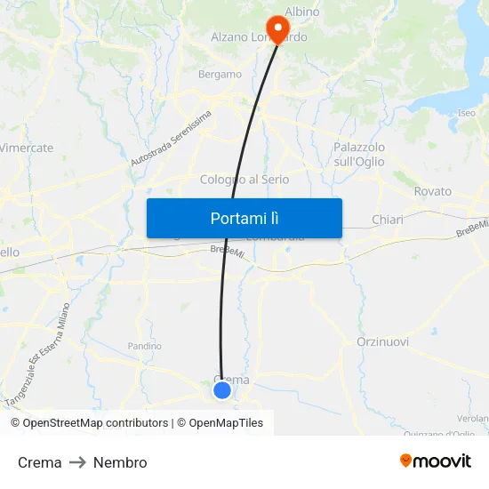 Crema to Nembro map