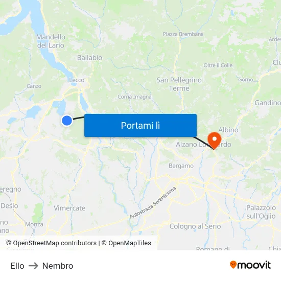 Ello to Nembro map