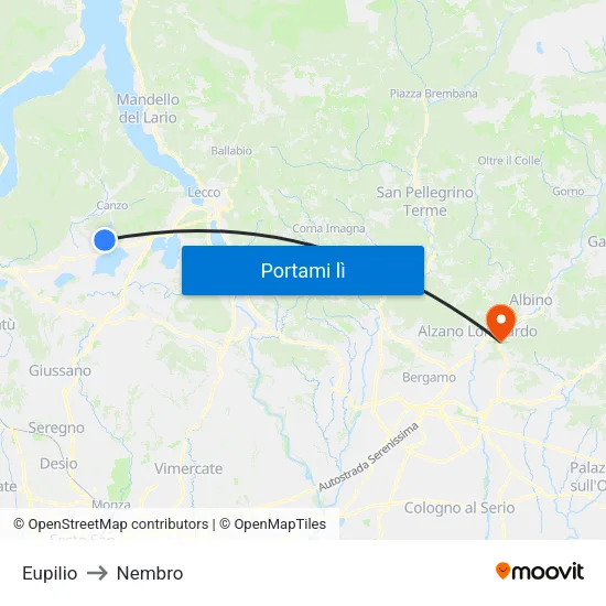 Eupilio to Nembro map