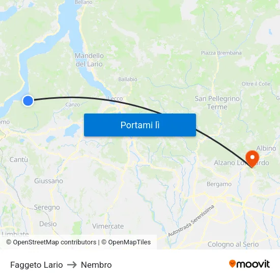Faggeto Lario to Nembro map