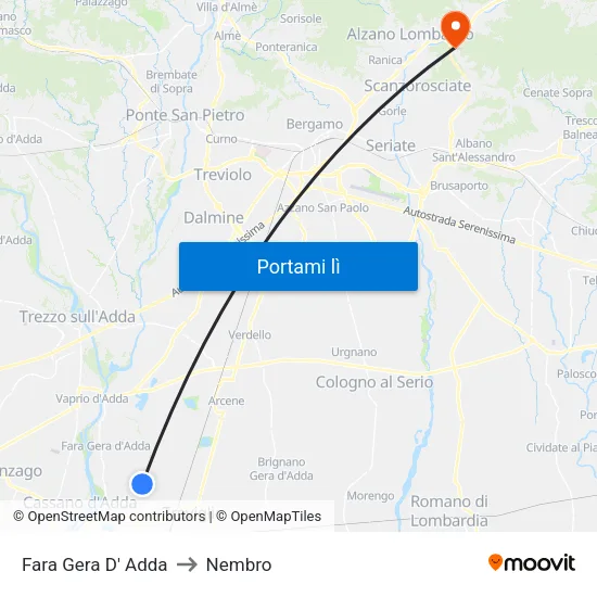 Fara Gera D' Adda to Nembro map