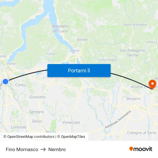 Fino Mornasco to Nembro map
