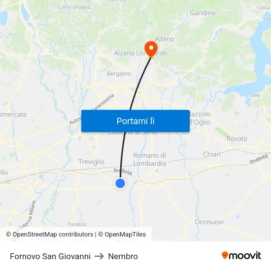Fornovo San Giovanni to Nembro map